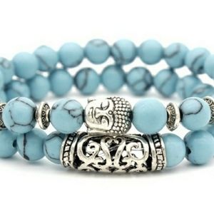 NEW 2 pc/set crackle stone bracelet